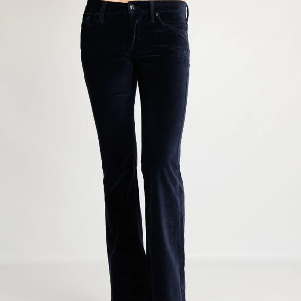 James Jeans Humphrey Flare Velvet Pants in Navy Blue (Size 25)